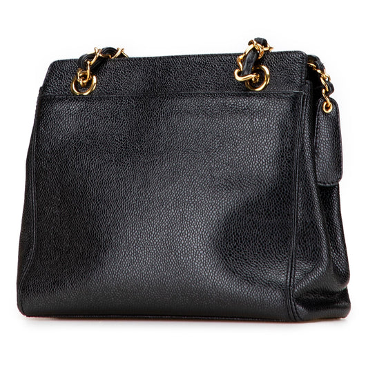 Chanel Caviar Logo Chain Tote