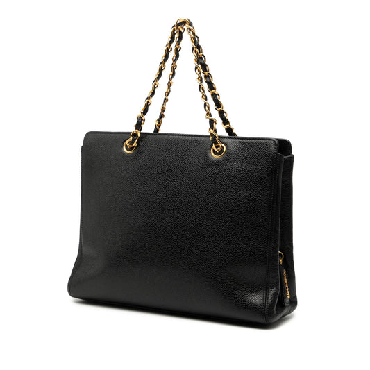 Chanel Caviar Logo Chain Tote