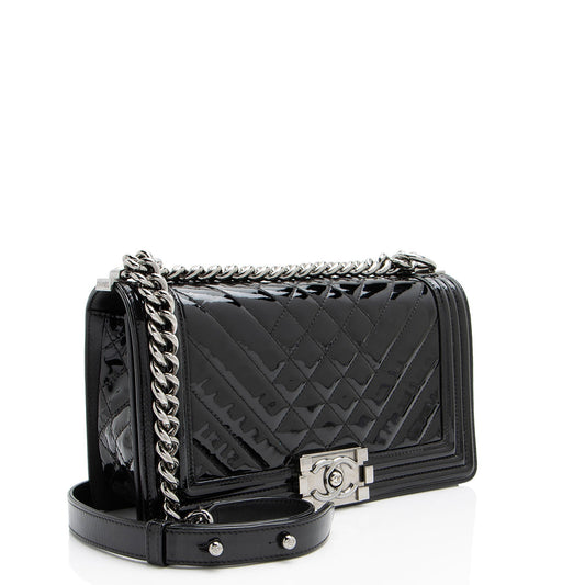 Luxury Chanel Chevron Patent Leather Old Medium Boy Bag (SHF-2P3jRA)