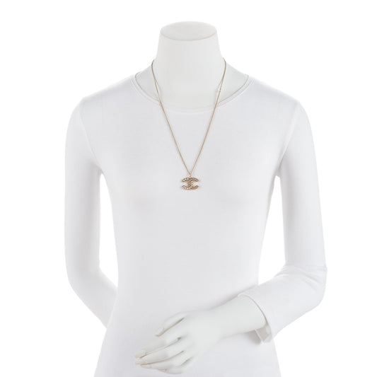 Chanel Crystal Pearl CC Necklace (SHF-RxHf2H)