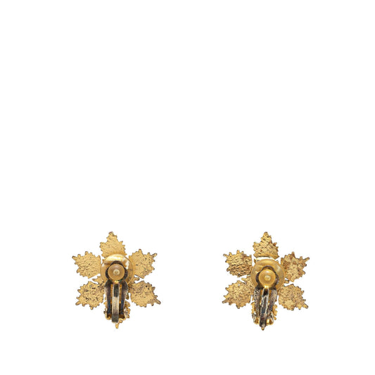 Chanel Gold Plated CC Snowflake Clip On Earrings (SHG-U8zrzv)