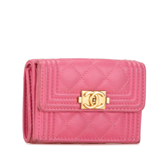Chanel Lambskin Boy Flap Compact Wallet