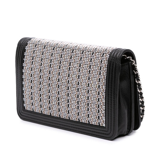 Chanel Lambskin Crystal Studded Boy Wallet on Chain