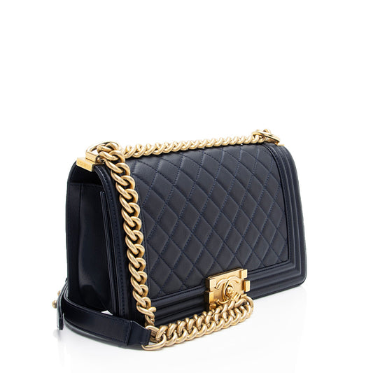 Chanel Lambskin Old Medium Boy Bag (SHF-OdWPxQ)