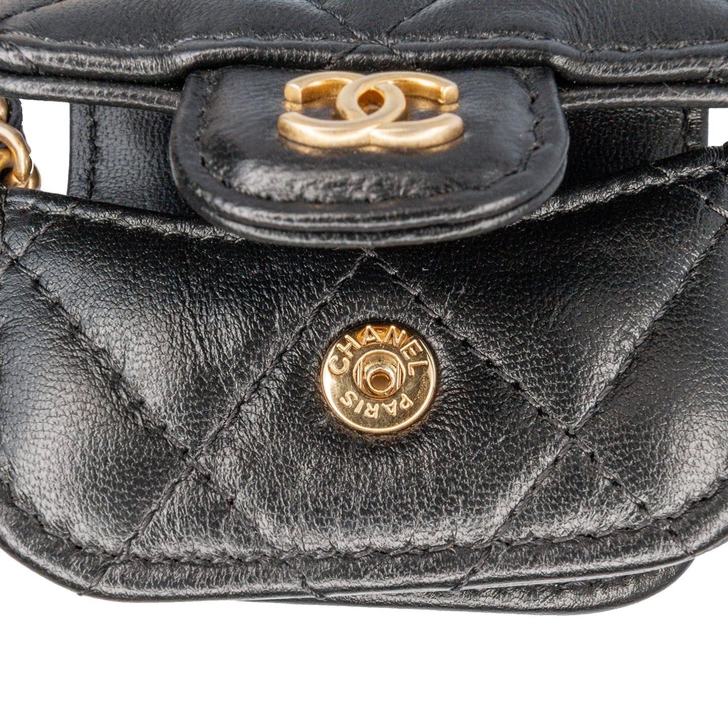 Chanel Lambskin Pearl Crown CC Wristlet Multi Pouches