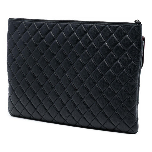 Chanel Large Quilted Grained Calfskin Archi Chic Cosmetic Case