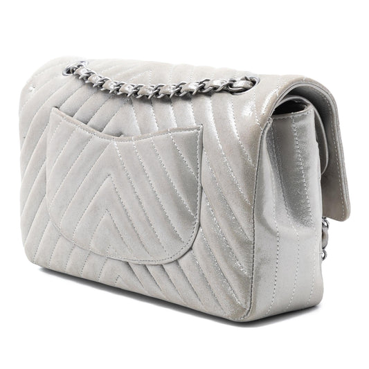 Chanel Medium Classic Chevron Iridescent Lambskin Double Flap