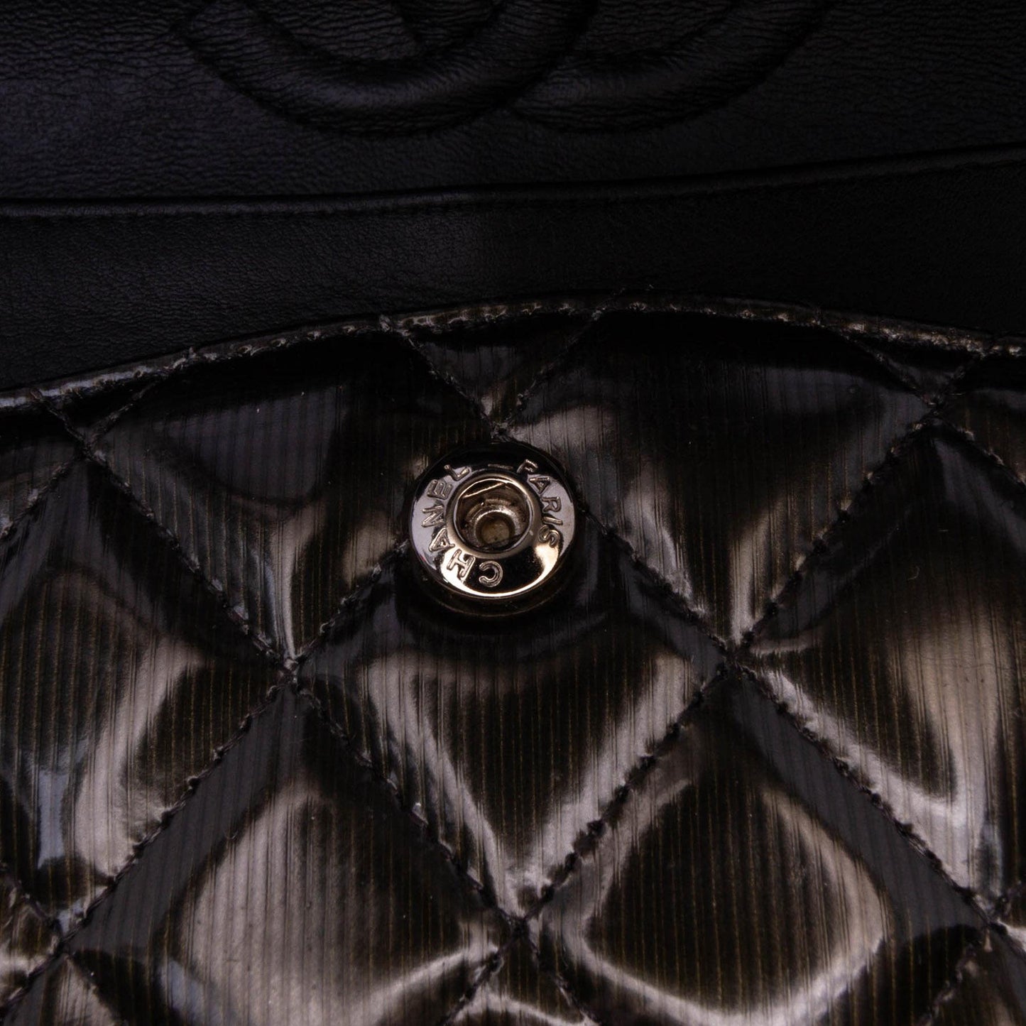 Chanel Medium Classic Striped Patent Double Flap