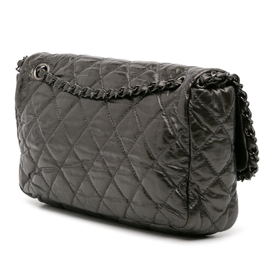 Chanel Medium Quilted Metallic Aged Calfskin Chain Me Flap