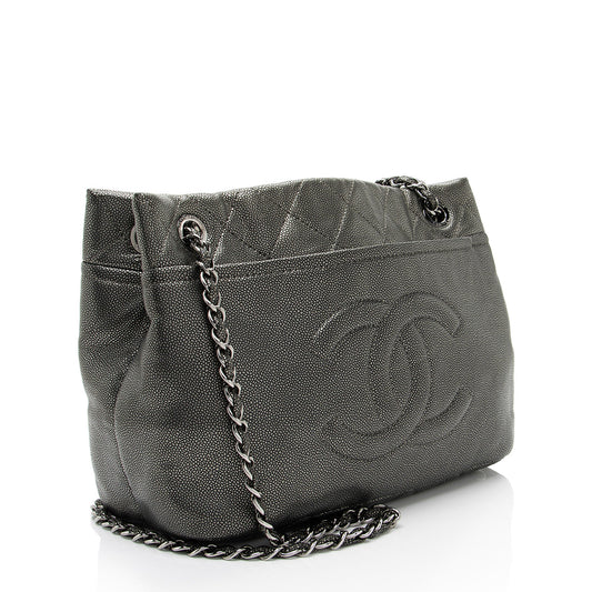 Chanel Metallic Caviar Leather Timeless CC Soft Tote