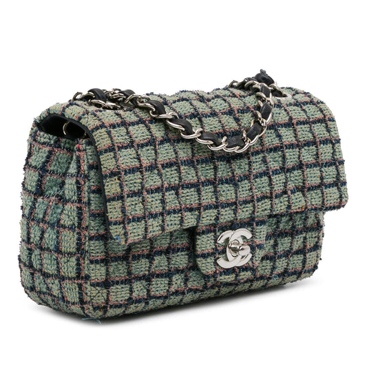 Chanel Mini Rectangular Classic Tweed Flap (SHG-QUYc9A)