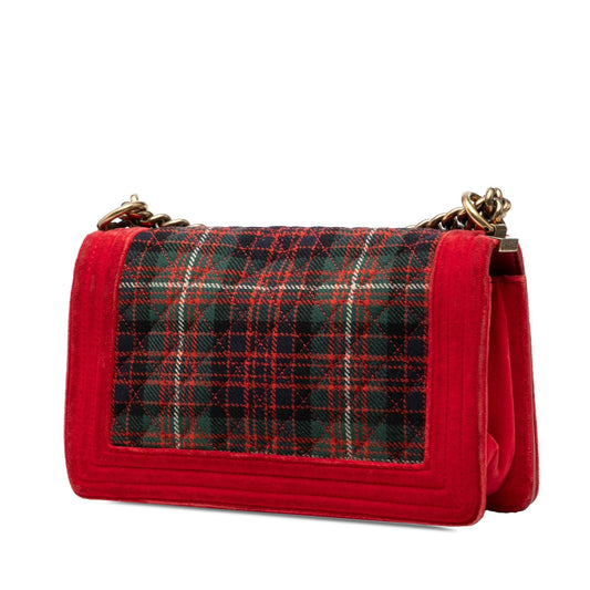 Chanel Old Medium Quilted Tweed and Velvet Boy Flap