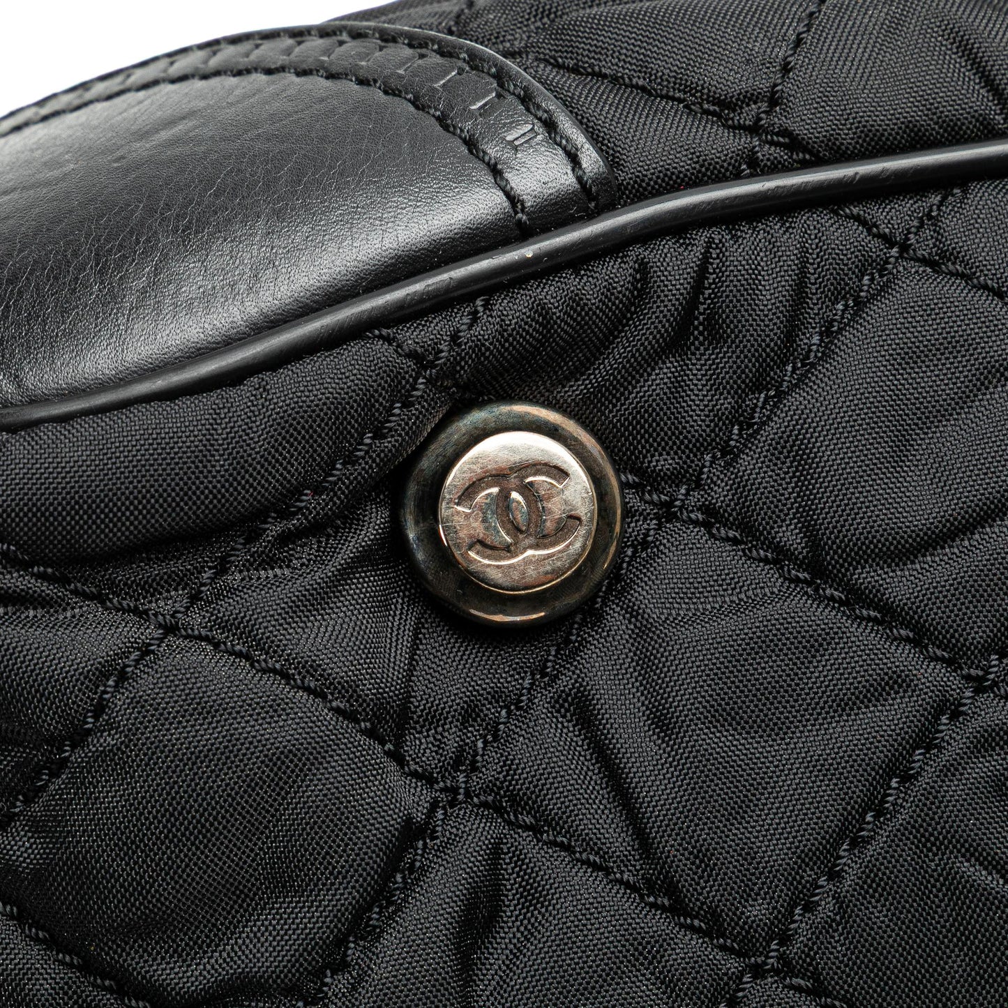 Chanel Paris New York Quilted Nylon Duffle Handbag