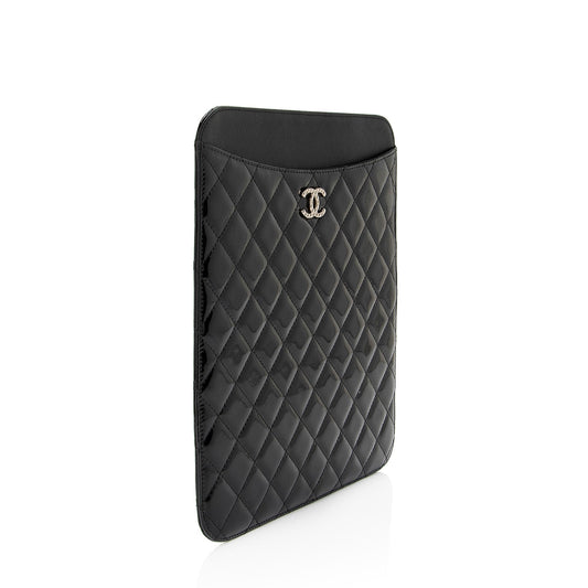 Luxury Chanel Patent Leather CC Brilliant iPad Case (SHF-erdd74)