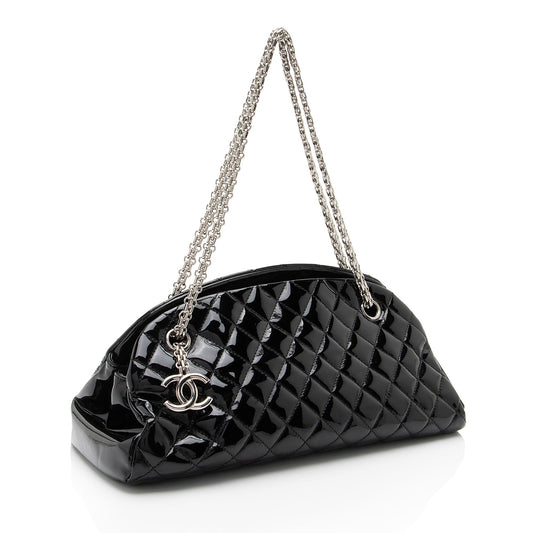 Chanel Patent Leather Just Mademoiselle Bowler Bag (SHF-HYGAdd)