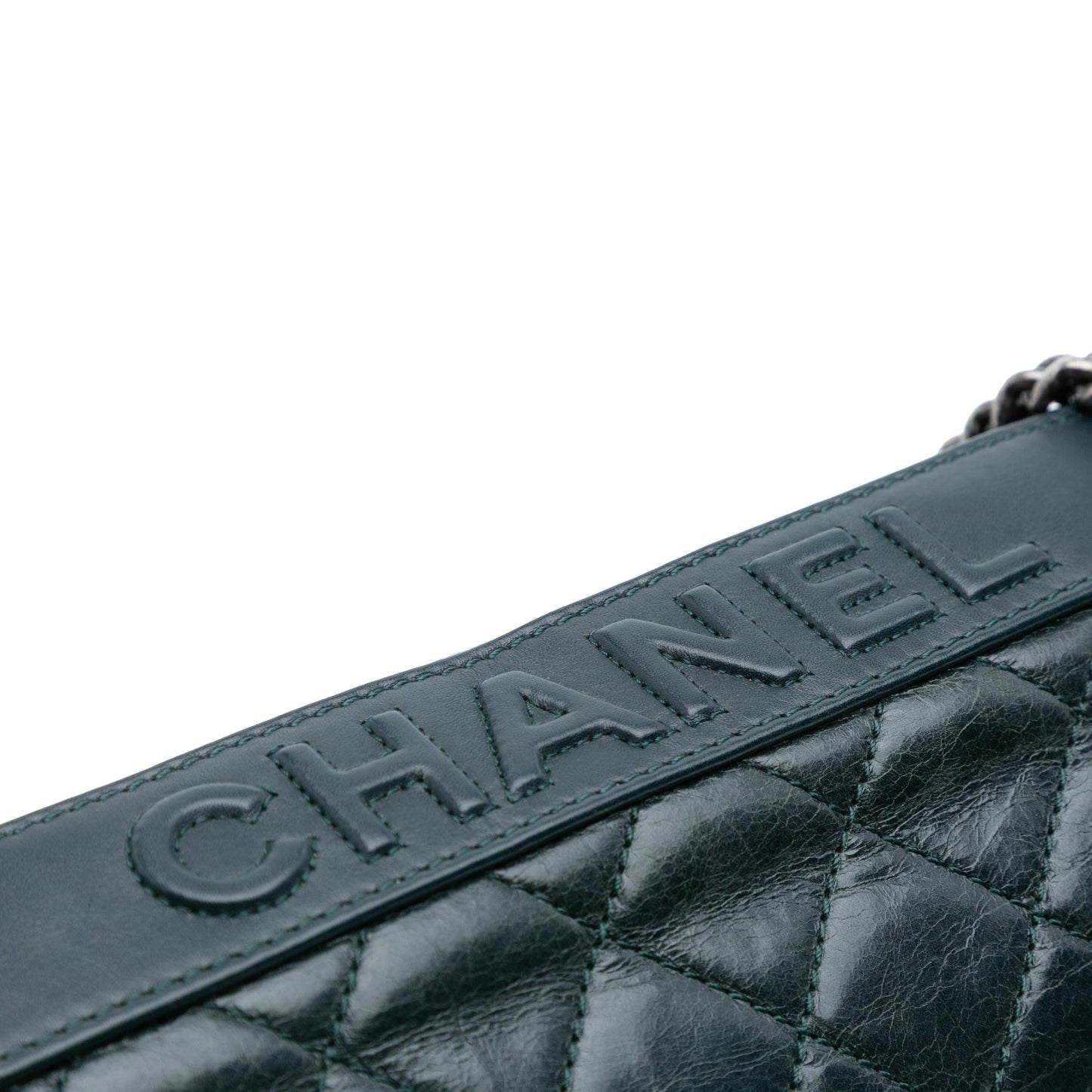 Chanel Quilted Aged Calfskin Logo Accordion Flap