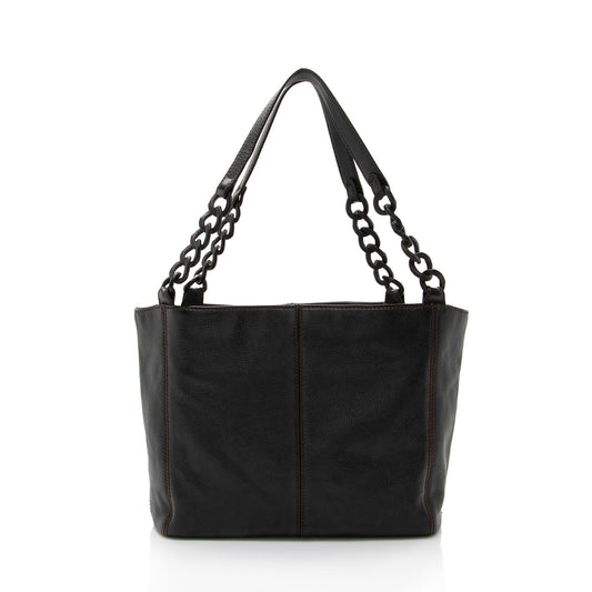 Luxury Chanel Vintage Leather Wood Chain Tote (SHF-bz2XaF)
