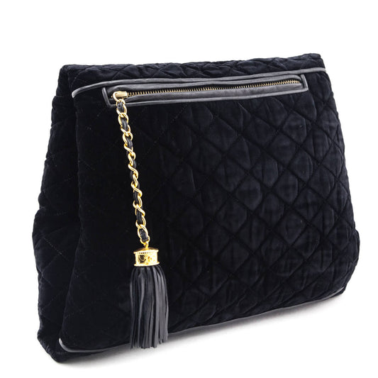 Chanel Black Velvet Hand Warmer Clutch