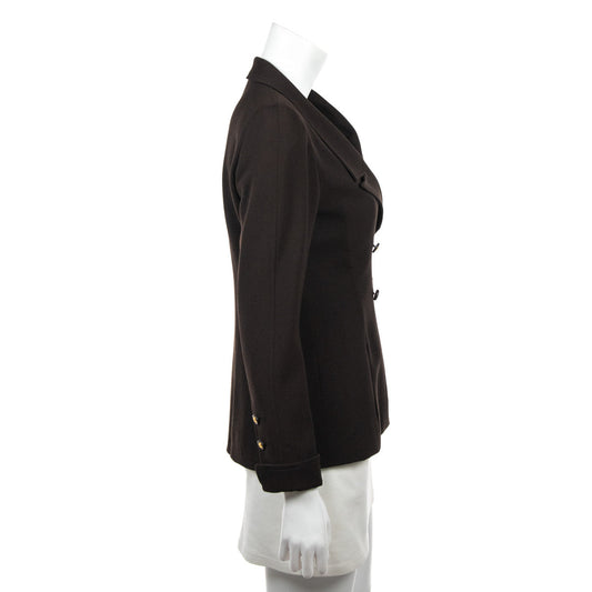 Chanel Brown Wool Crepe Jacket Size S