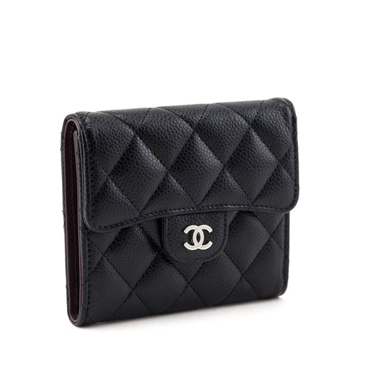 Chanel Black Caviar Quilted Classic Flap Wallet