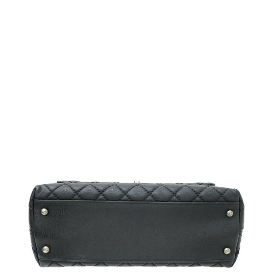 Chanel Black CC Coco Handle Lizard Top Handle Bag