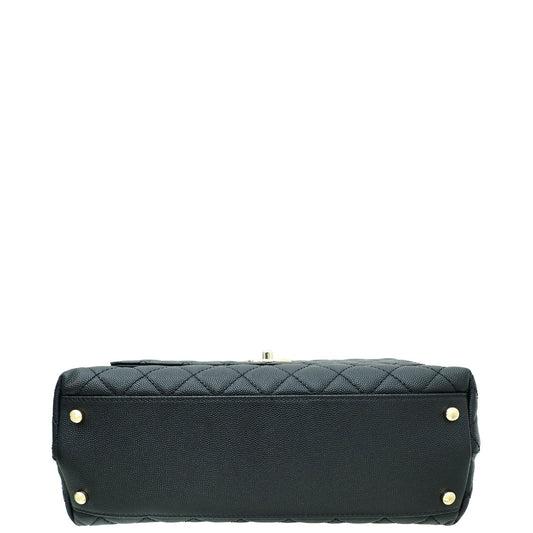 Chanel Black CC Coco Handle Flap Bag W/ Twilly
