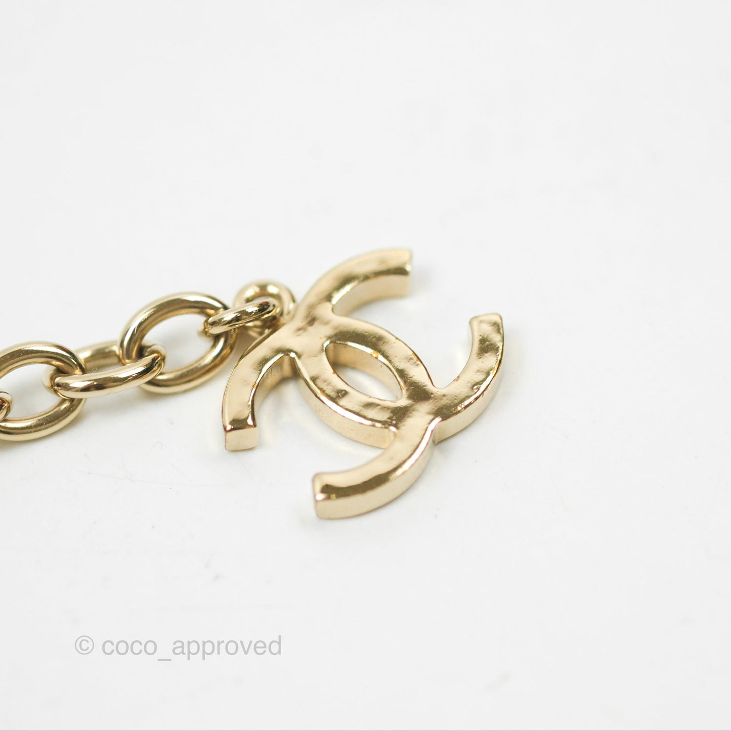 Chanel CC Heart Padlock Charms Chain Bracelet Gold Tone 22B