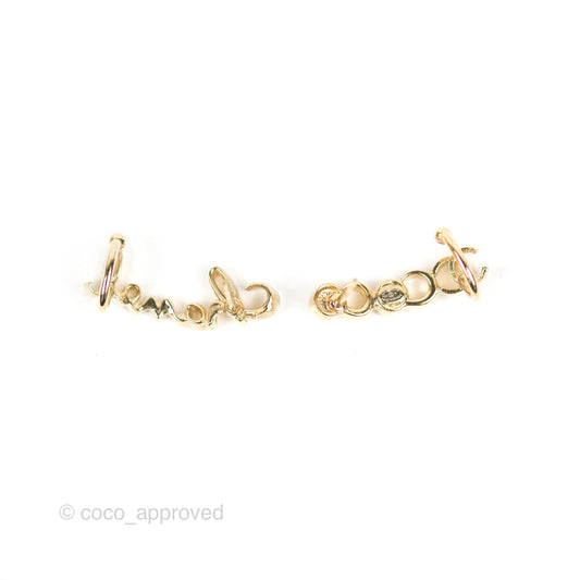 Chanel CC Coco Crystal Earrings Ear Cuff Gold Tone 22P