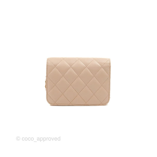 Chanel Mini Pearl Crush Clutch With Chain Belt Rose Clair Pink Lambskin Aged Gold Hardware