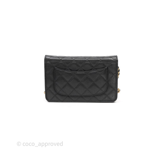 Chanel Classic Wallet On Chain WOC Quilted Black Caviar Gold Hardware