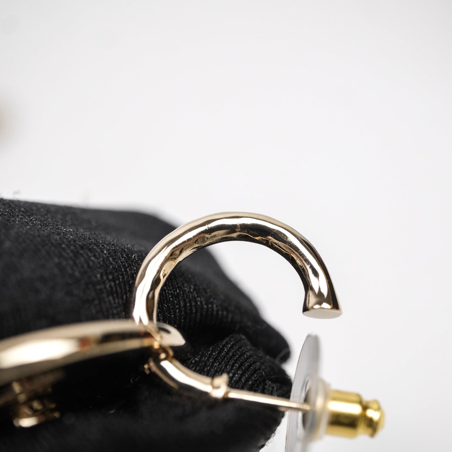 Chanel Crystals CC Round Drop Earrings Gold Tone 23P