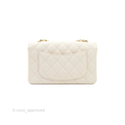Chanel Classic Quilted Mini Rectangular Flap Ivory Caviar Gold Hardware