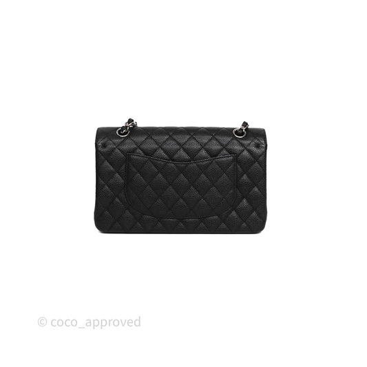 Chanel Classic M/L Medium Flap Quilted Black Caviar Silver Hardware