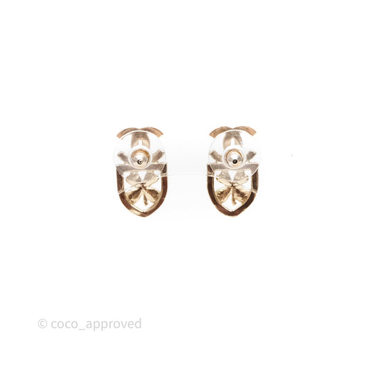 Chanel Crystal CC Clover Earrings Gold Tone 20B