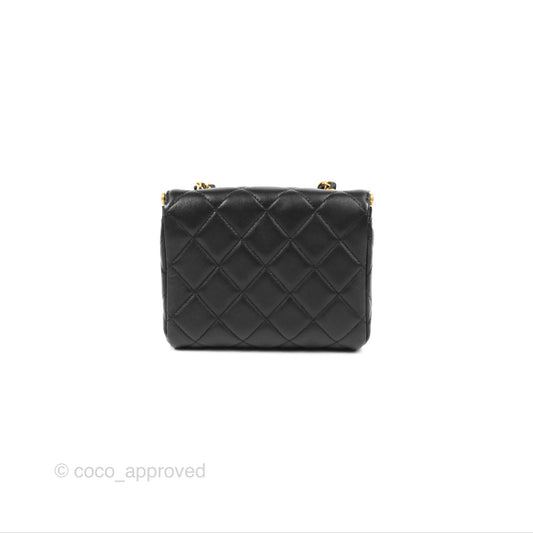 Chanel Logo Crystal Kiss-lock Vanity with Chain Black Lambskin 23C
