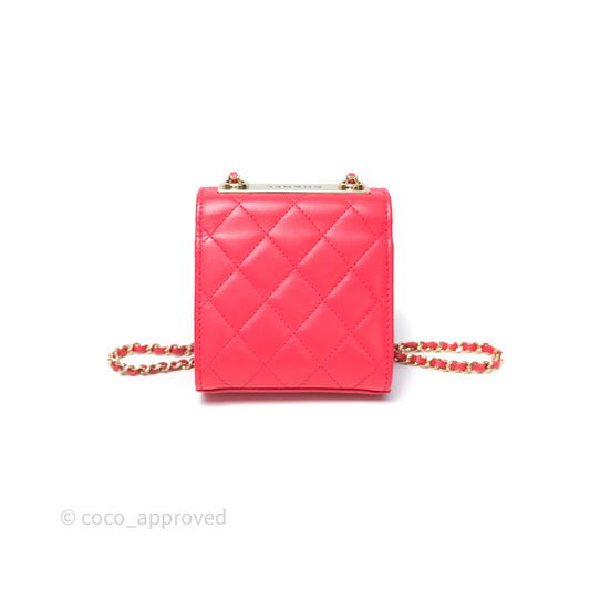 Chanel Mini Quilted Trendy CC Clutch With Chain Red Lambskin Gold Hardware