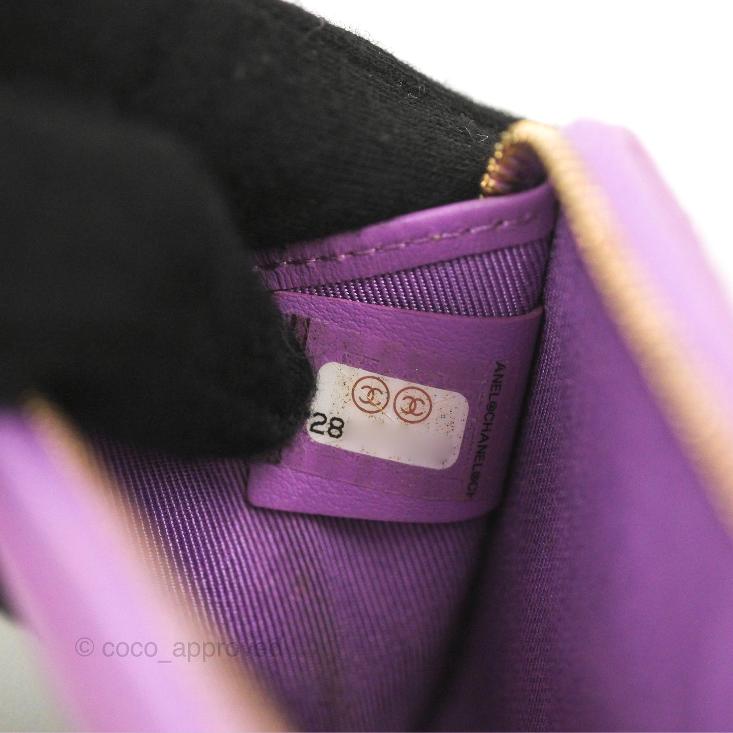 Chanel Classic Quilted Key Holder Purple Patent Gold Hardware