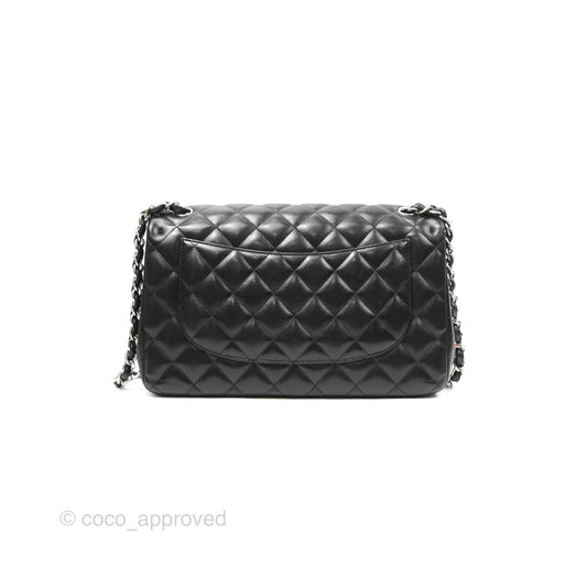 Chanel Jumbo Double Flap Black Lambskin Silver Hardware