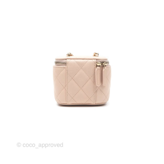 Chanel Mini Vanity With Chain Beige Pink Caviar Gold Hardware