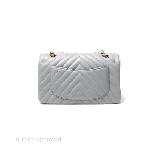 Chanel Classic Small Flap Chevron Grey Lambskin Gold Hardware