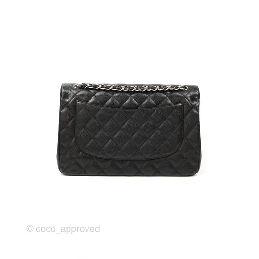 Chanel Jumbo Double Flap Black Caviar Silver Hardware