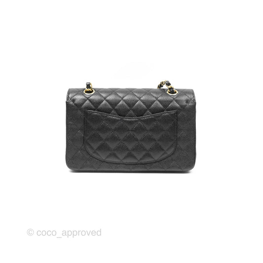 Chanel Small Classic Flap Quilted Black Caviar Gold Hardware