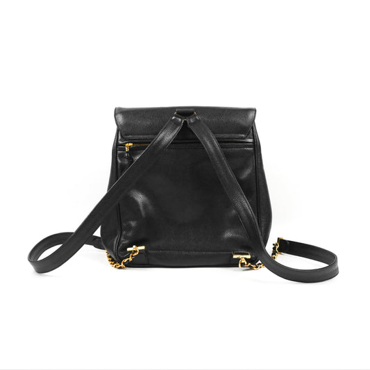 Chanel Vintage Large CC backpack Black Caviar 24K Gold Hardware