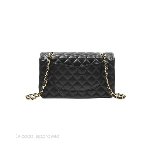 Chanel Classic M/L Medium Flap Quilted Black Lambskin Gold Hardware