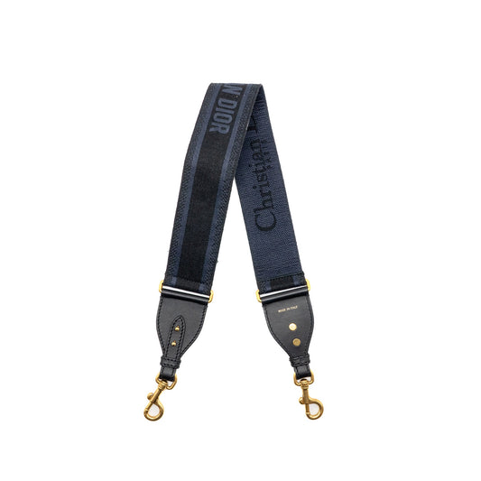 Dior Shoulder strap fabric / leather dark blue / black GHW