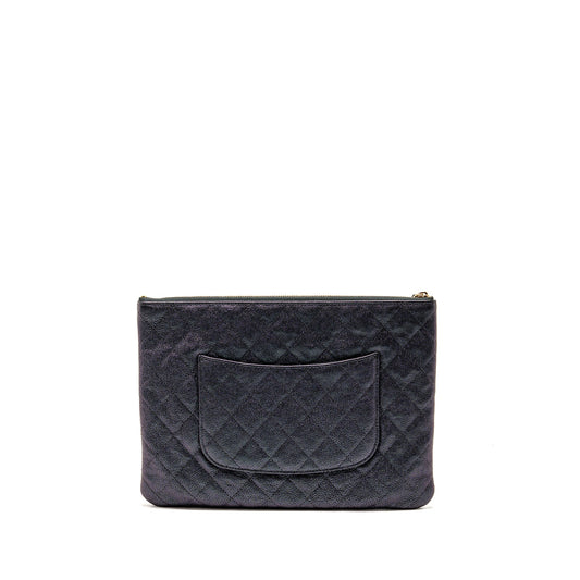 Chanel Night By The C Pouch Clutch Caviar Iridescent Black LGHW