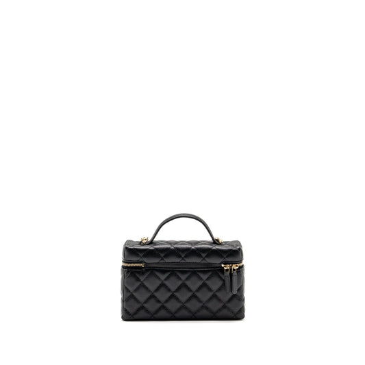 Chanel 25p CC top handle vanity with chain Caviar Black LGHW (microchip)