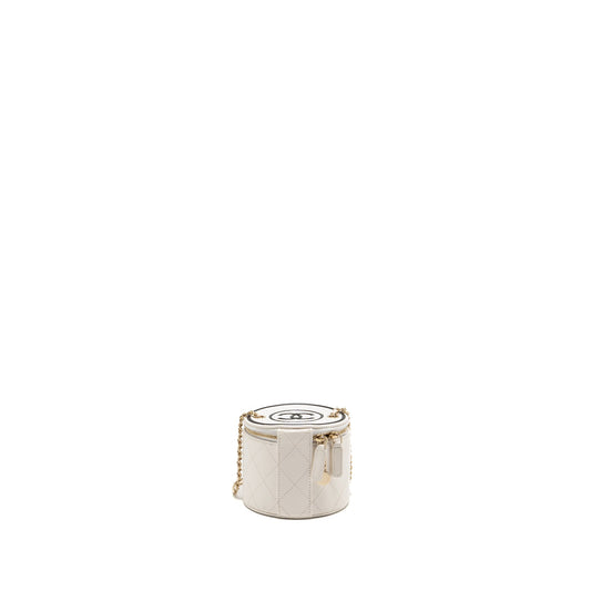 Chanel CC Logo Chains with Charm Vanity Calfskin White LGHW