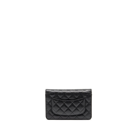 Chanel classic wallet on chain caviar black SHW (microchip)