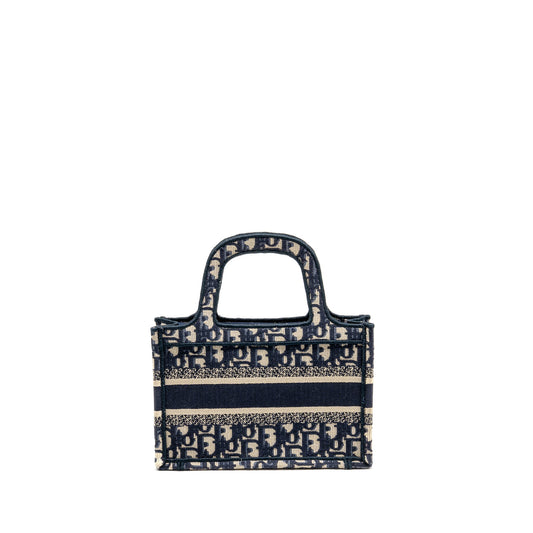 Dior Mini Book Tote Bag Blue Oblique Embriodery